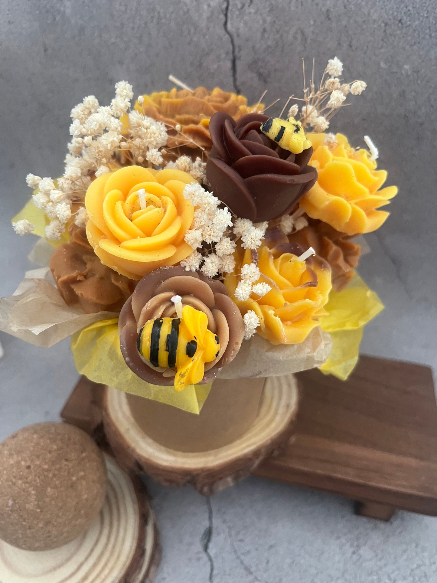 Soy Wax Flowers Candles Bouquet Honey Wash