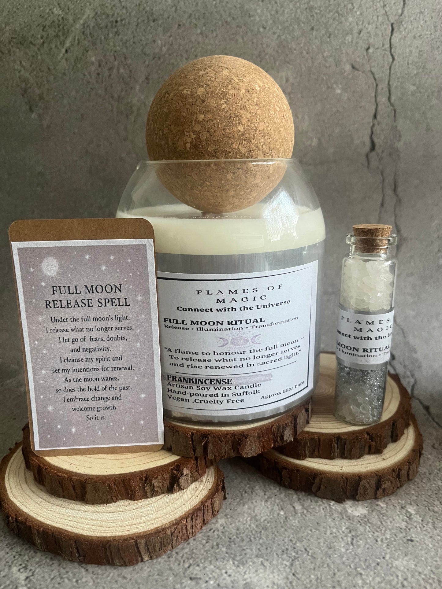 Full Moon Spell Candle with Salt&Spell bottle