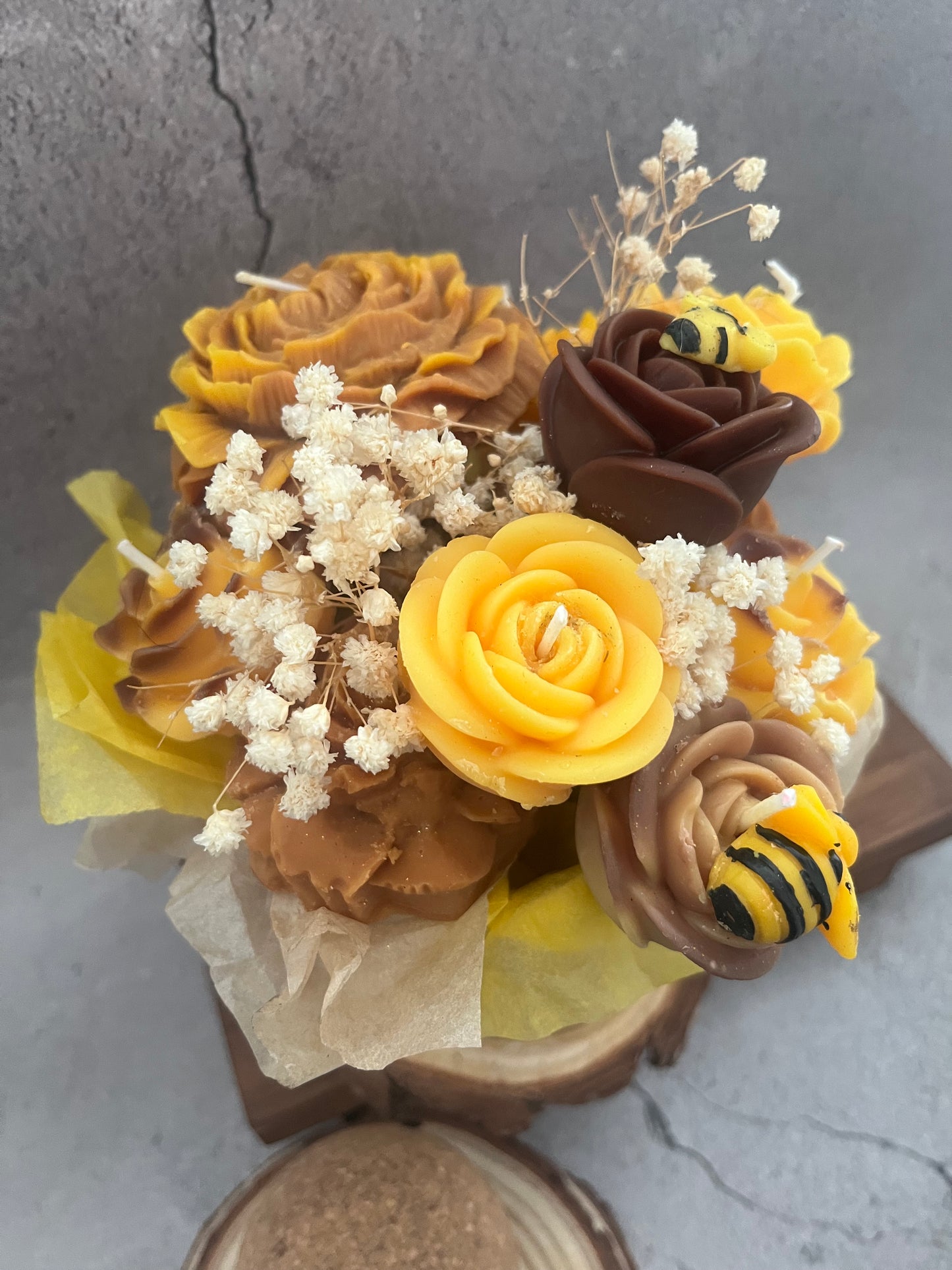 Soy Wax Flowers Candles Bouquet Honey Wash