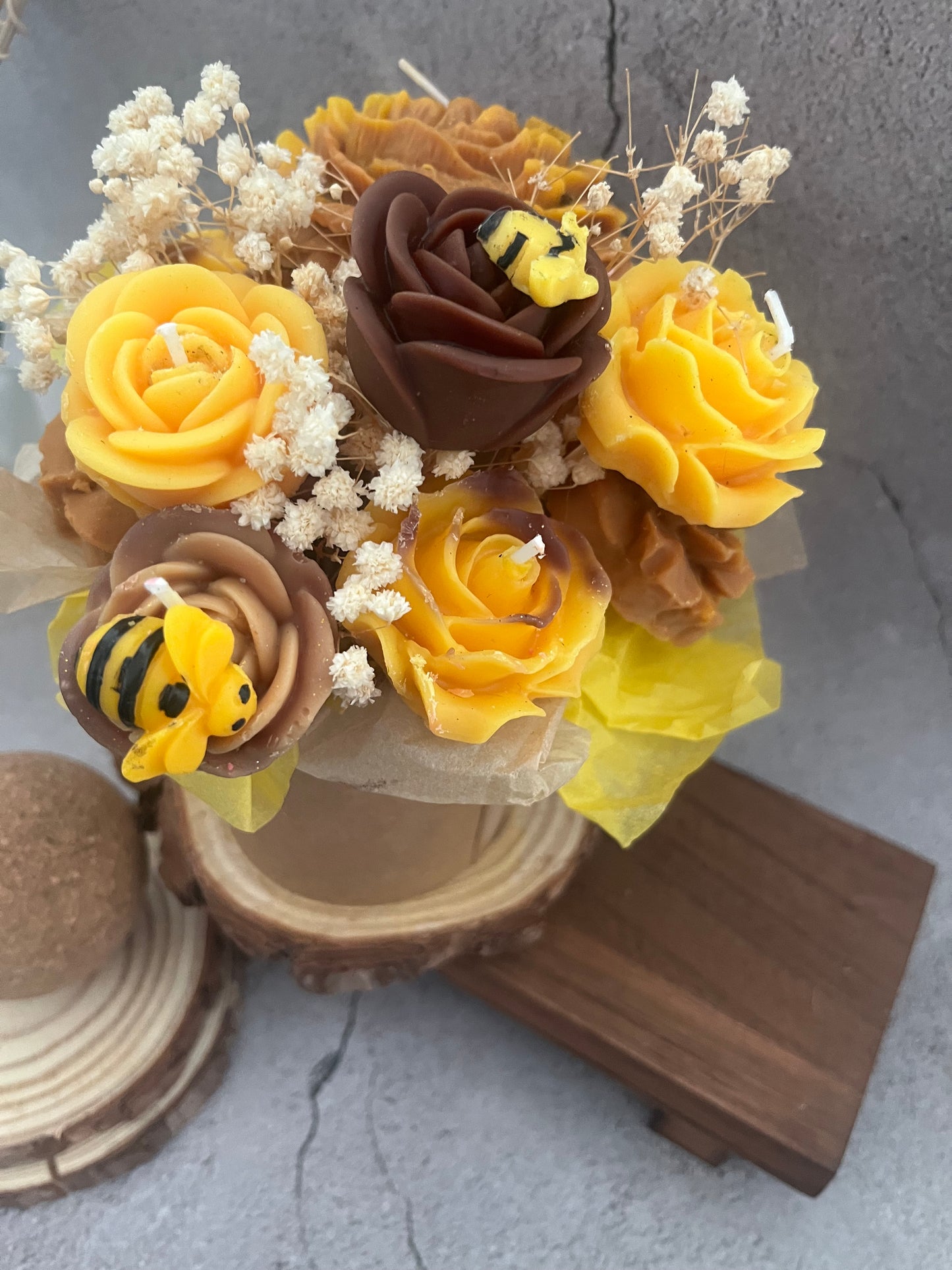 Soy Wax Flowers Candles Bouquet Honey Wash