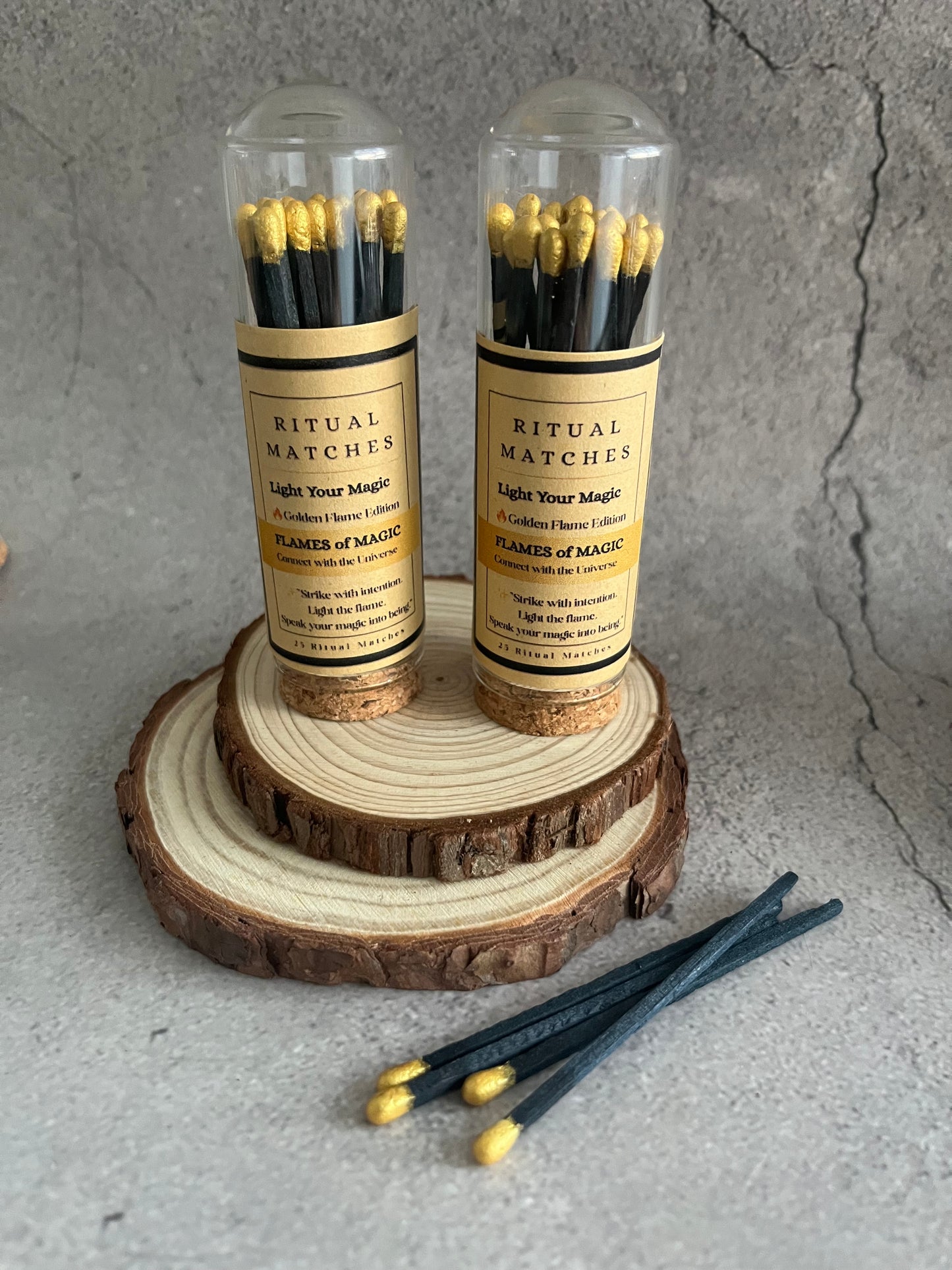 Ritual Spell Matches Gold Tip “Golden Flame”Edition in Cork Jar with Striker