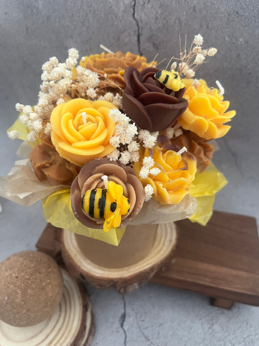 Soy Wax Flowers Candles Bouquet Honey Wash