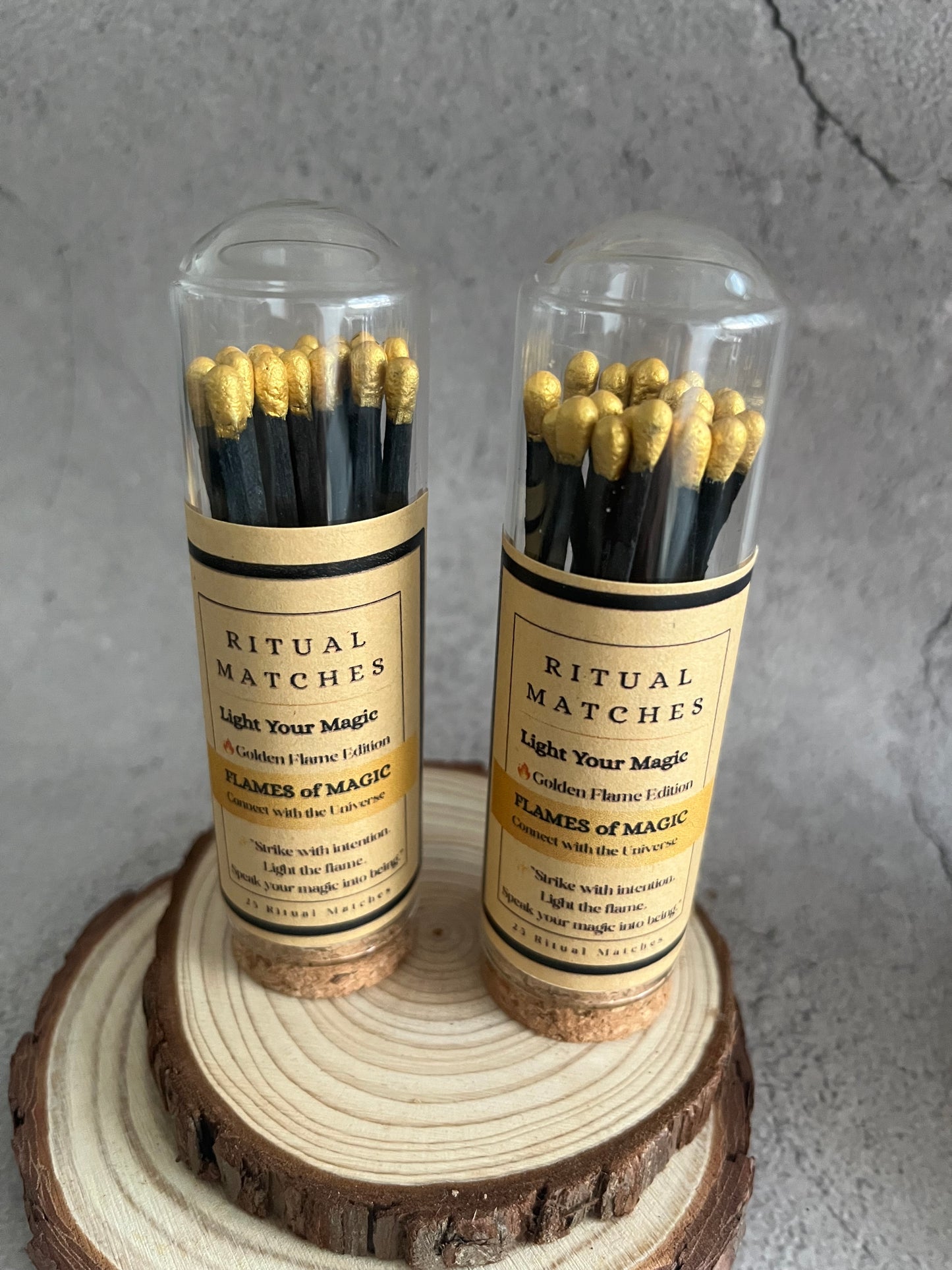 Ritual Spell Matches Gold Tip “Golden Flame”Edition in Cork Jar with Striker