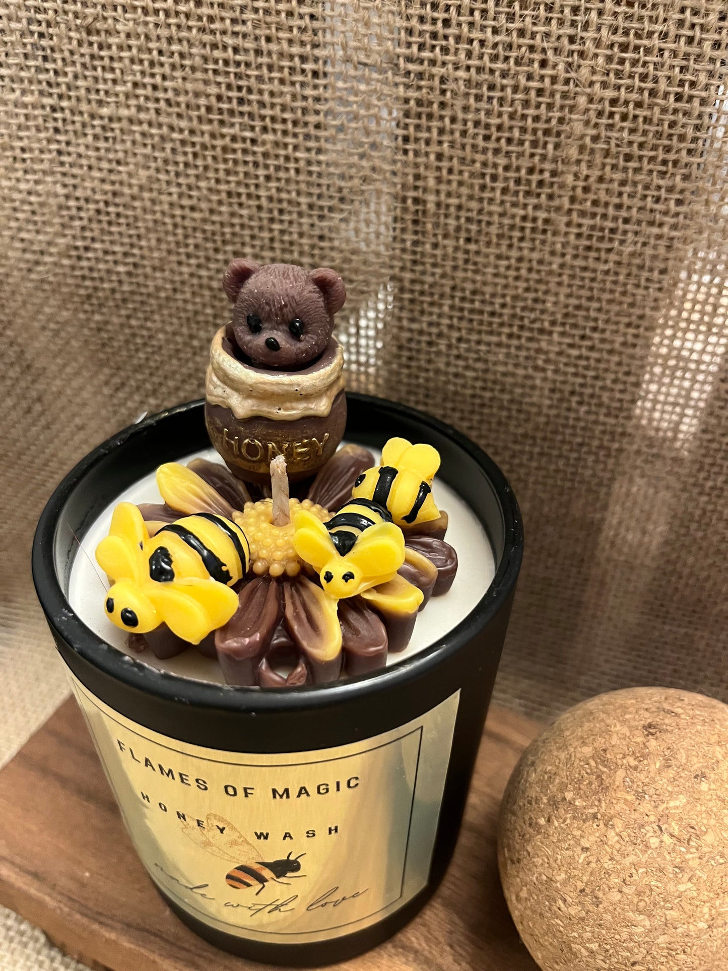 Soy Wax Bear & Bees Candle Honey Wash