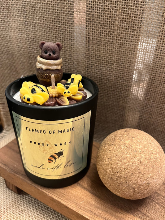 Soy Wax Bear & Bees Candle Honey Wash