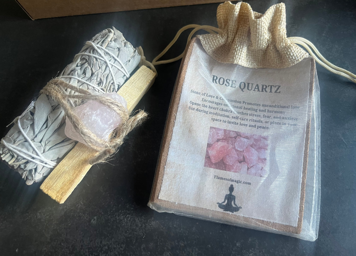 California White Sage Palo Santo Rose Quartz Cleansing &Ritual Set