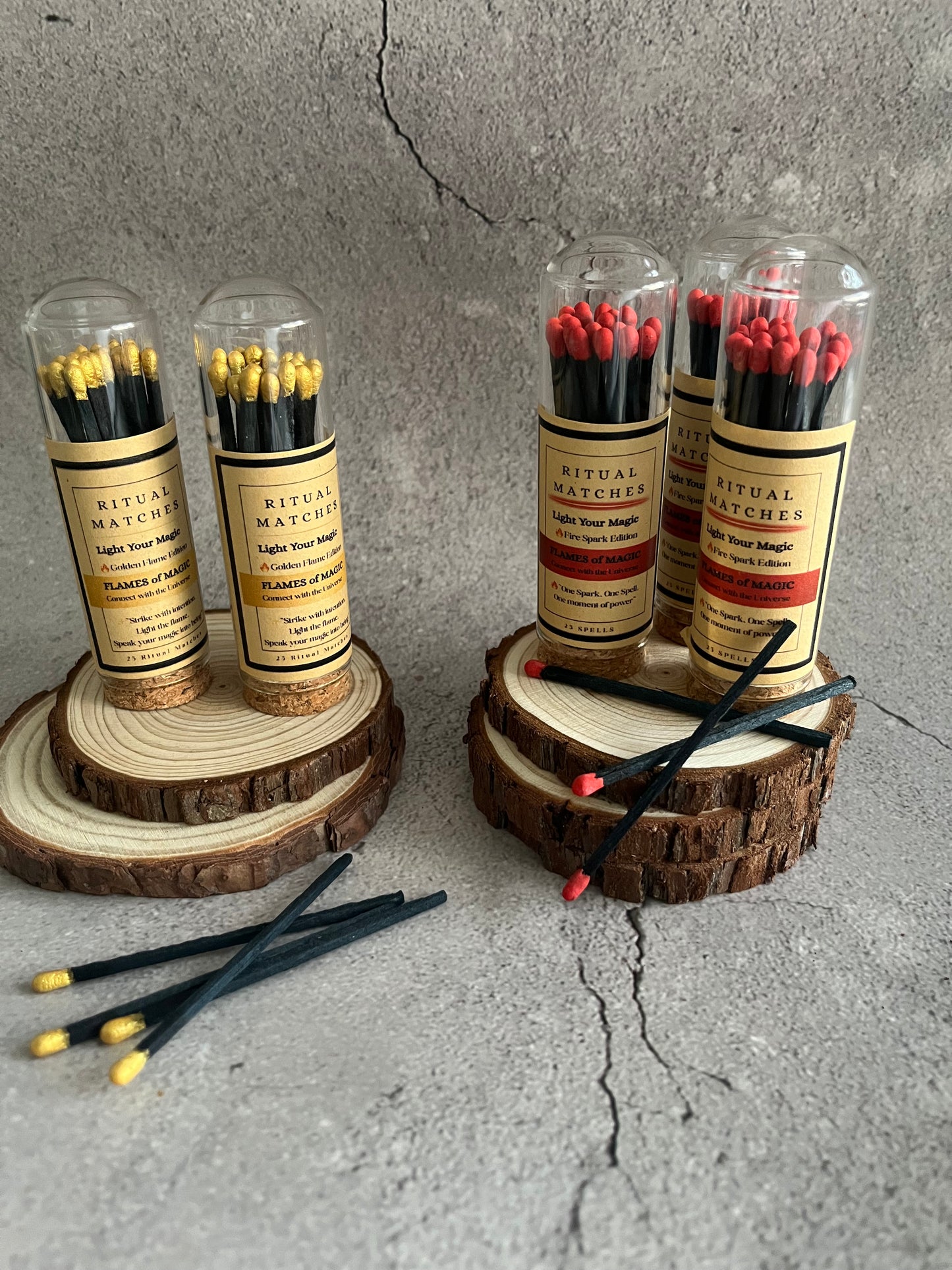 Ritual Spell Matches Gold Tip “Golden Flame”Edition in Cork Jar with Striker