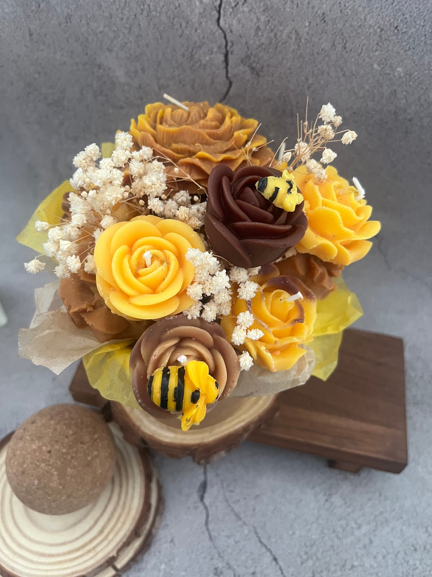 Soy Wax Flowers Candles Bouquet Honey Wash