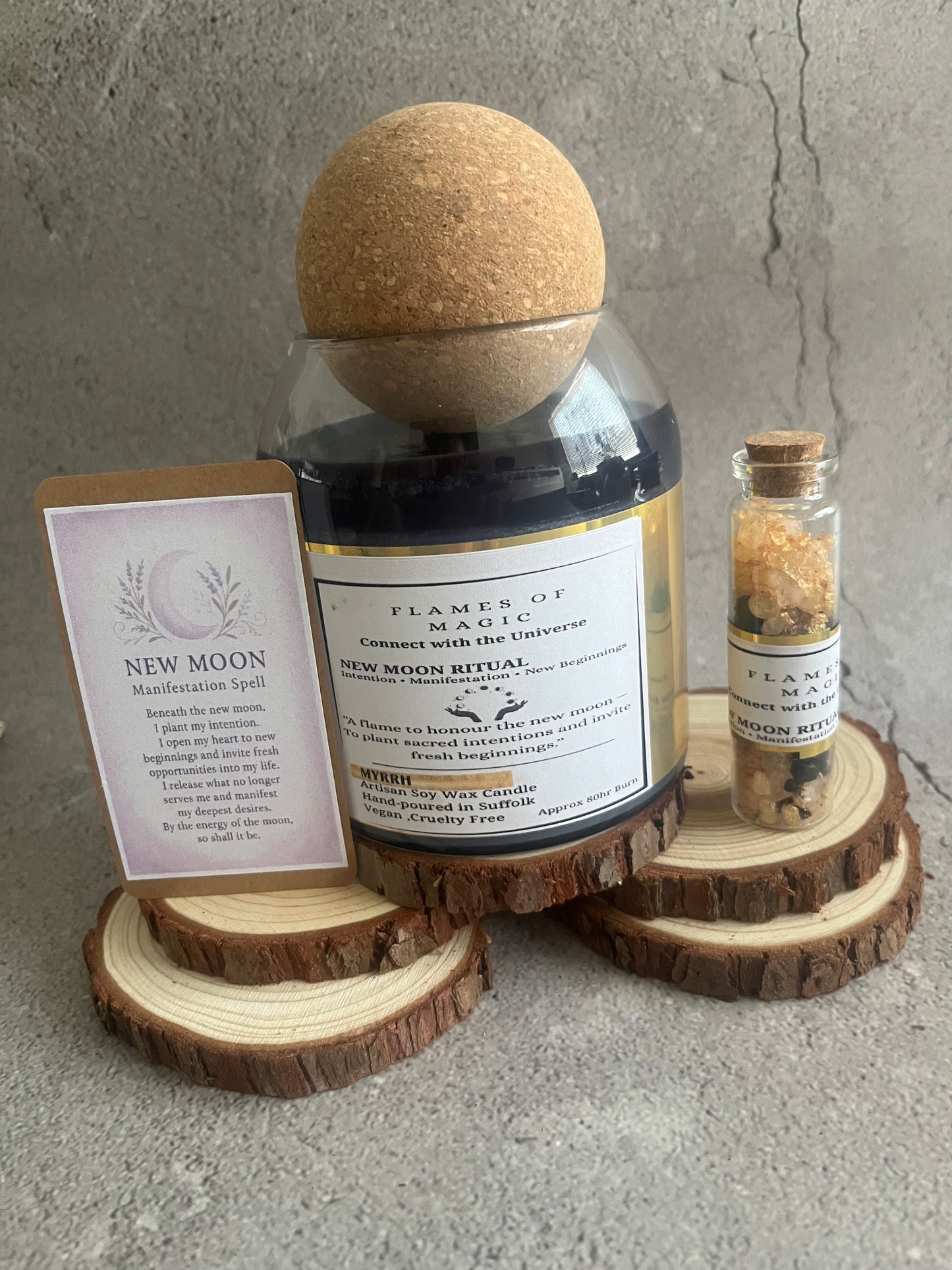 New Moon Spell Candle with Salt&Spell bottle